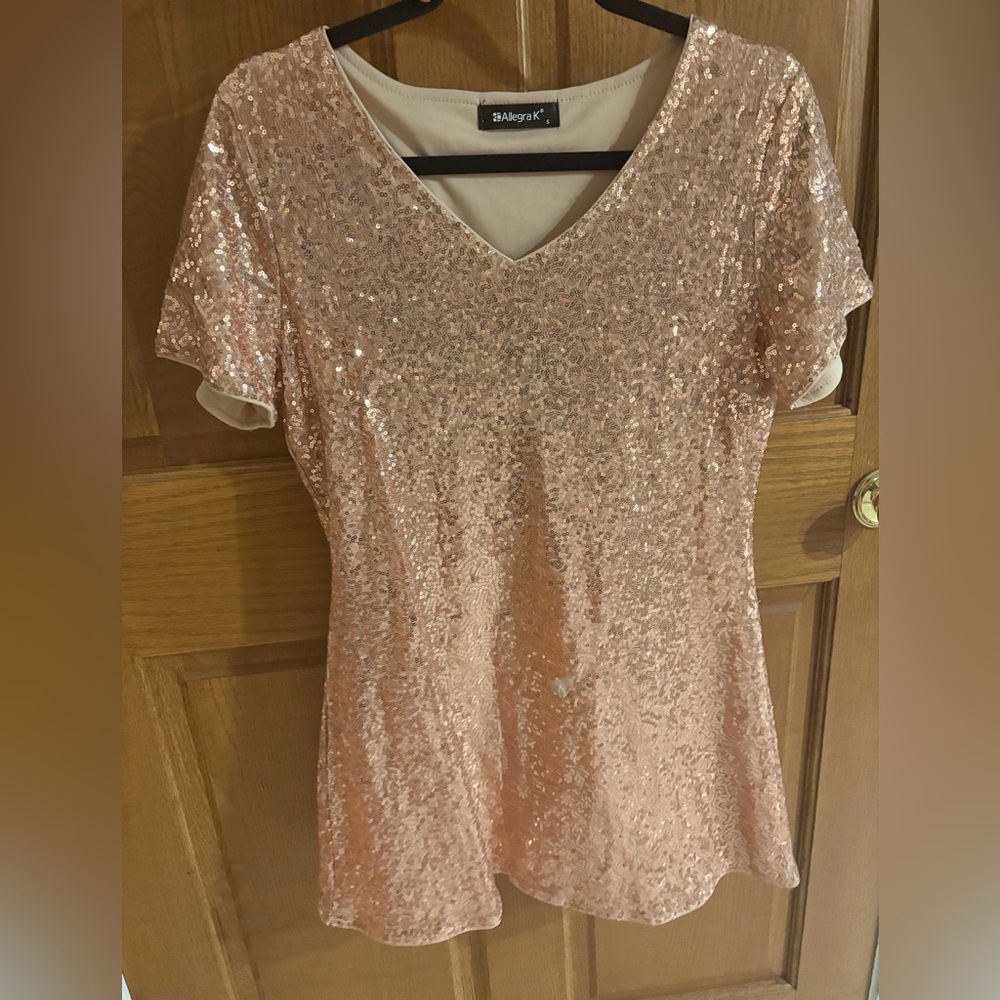 Allegra K Shimmering Pink Sequin Homecoming Dress